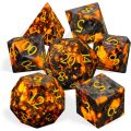Pure Natural Gemstone Crystal Dice, Handmade Real Natural Stone DND RPG Polyhedral Dice Set of 7pcs