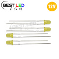 12V 3mm Yellow LED Built In Resistor DC