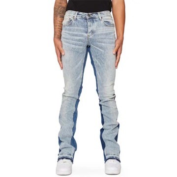 Slim Fit Hip Hop Flared Patchwork Stacked Jeans