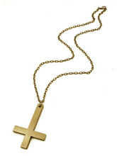 1219-OO Faithful Long Gold Chain Necklace with Large Cross
