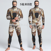 Neoprene camouflage long john wetsuit 5mm + jackets with fixed hood