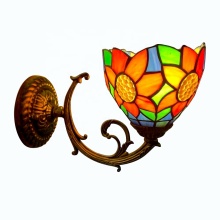LongHuiJing Retro Tiffany Glass Flower Wall Light