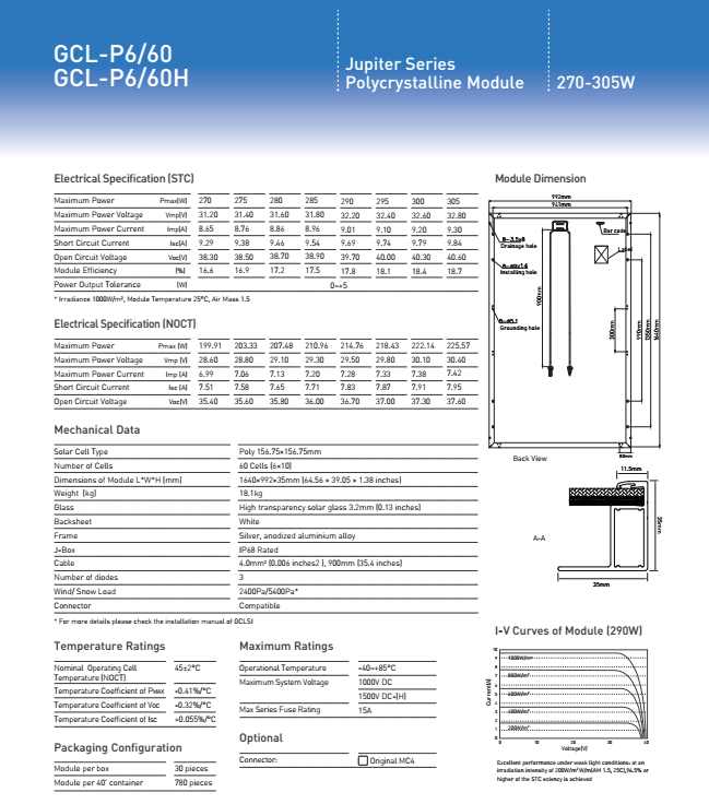 poly 270W-305W-1 solar panels