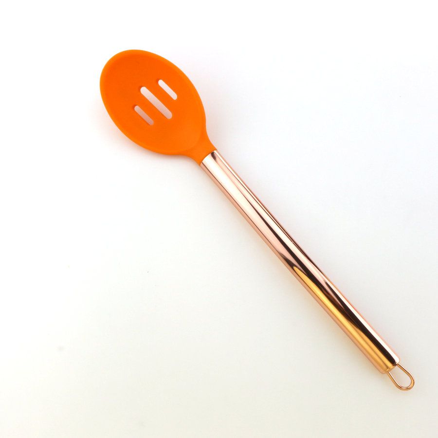Rose Gold Color Silicone Kitchen Slotted Spoon