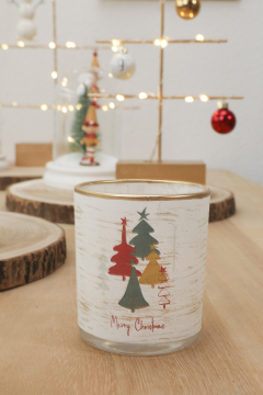 White Votive Glass Candle Holder with Gold Rim