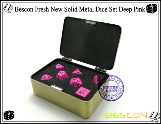 Bescon Fresh New Solid Metal Dice Set Deep Pink-8