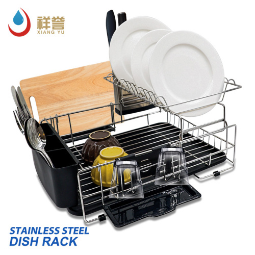 Makanan Gred 2Tier Dish Drying Rack Kitchen Organizer