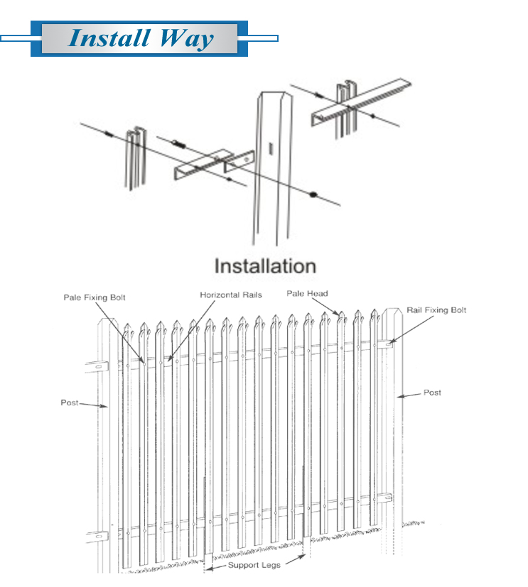 Wholesale Picket Security Palisade Fence Steel Towel Fence With Razor Wire