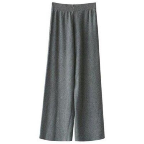 Pantalones de pierna ancha de punto casual gris