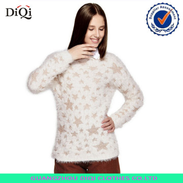 mohair women sweater with star pattern