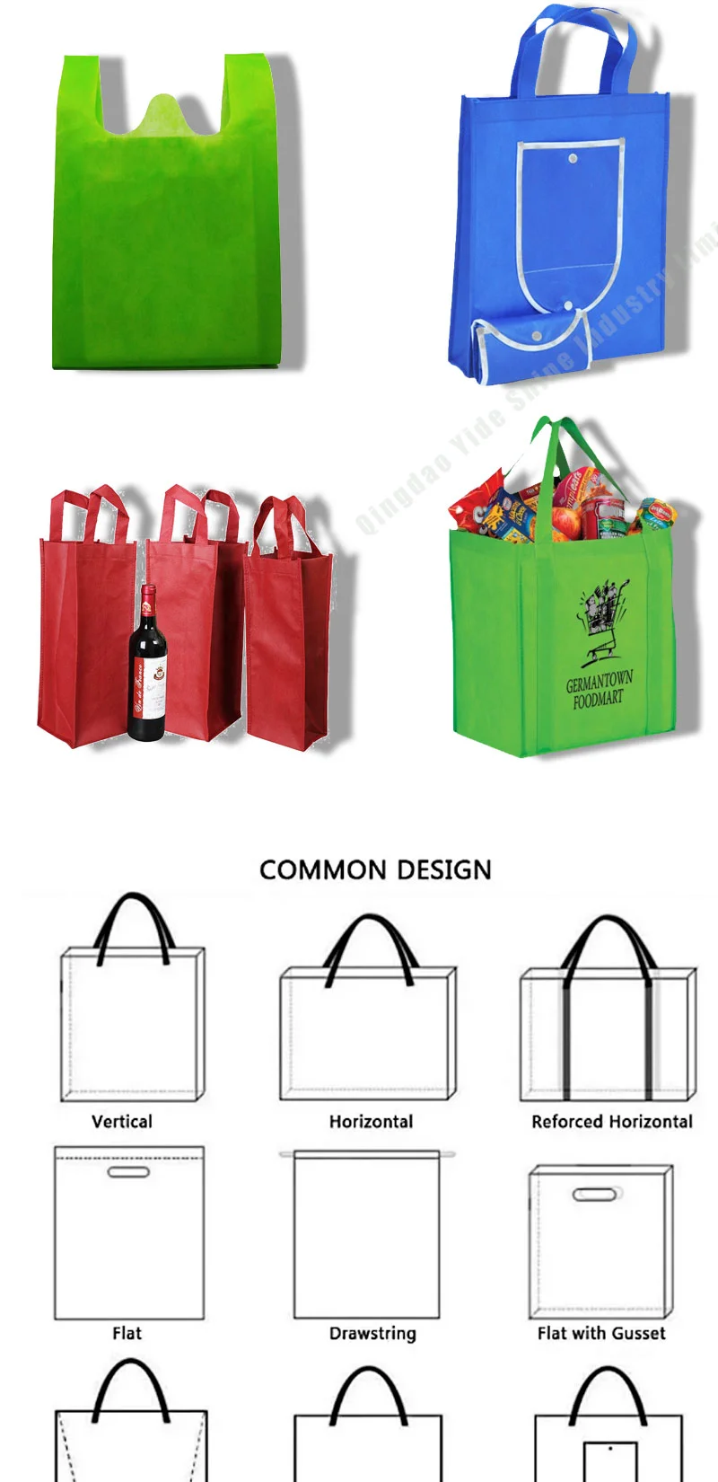 Customized Reusable PP Non Woven Bags for Shopping Packing with Die Cut Handle Flat Handle