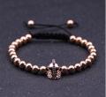 Black Knight Helmet Hollow Copper Bracelet con cuentas redondas de 6 MM