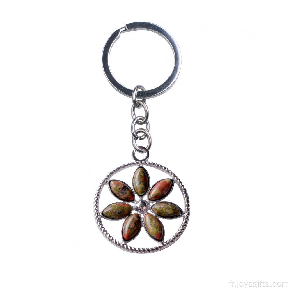 Pendentif de vie de fleur de puces Unakite naturelles