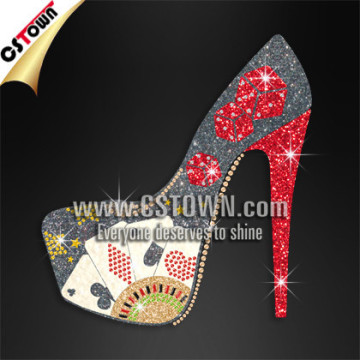 Casino high heels glitter wholesale rhinestone motif designs