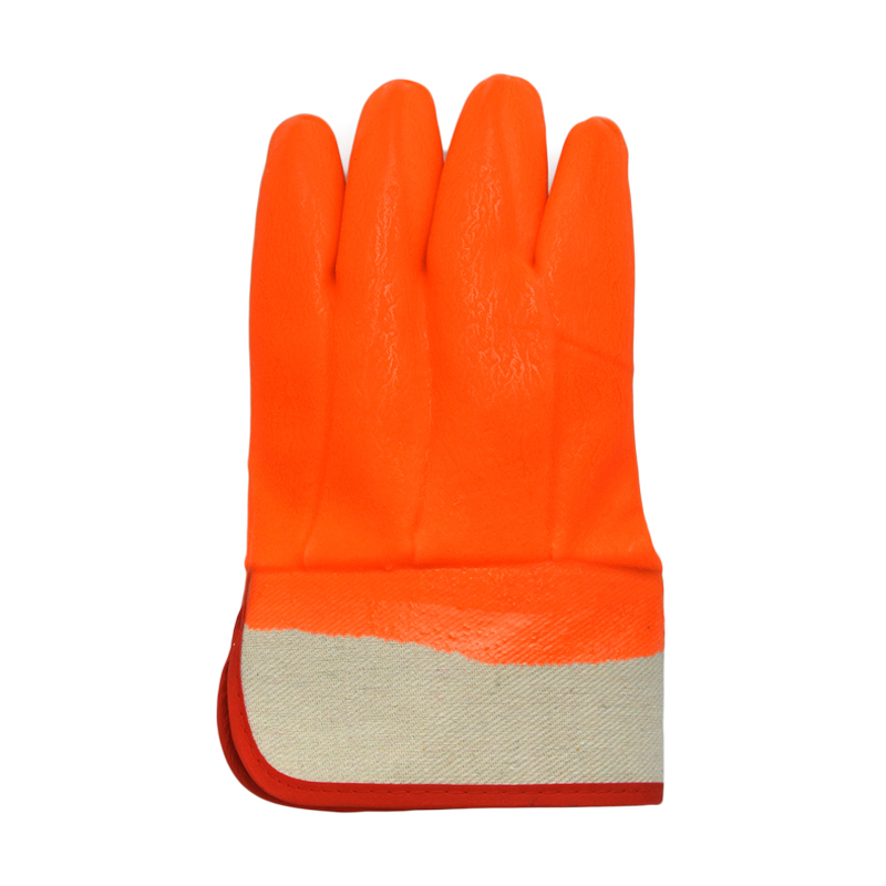 Guanti di protezione a mano resistenti alcali in PVC fluorescente