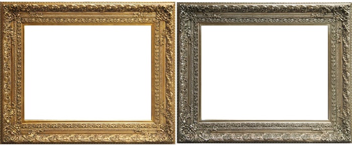 Antique French Rococo Style Gold/Silver Wood Painting Frames