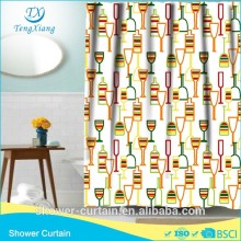 Polyester Fabric Glass Printed Hookless Shower Curtains
