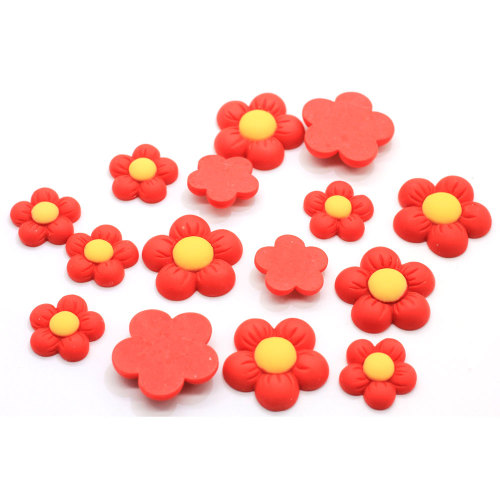 Τελευταία σχεδίαση 20mm Resin Red Flower Nail Art Craft Slime Resin Charms