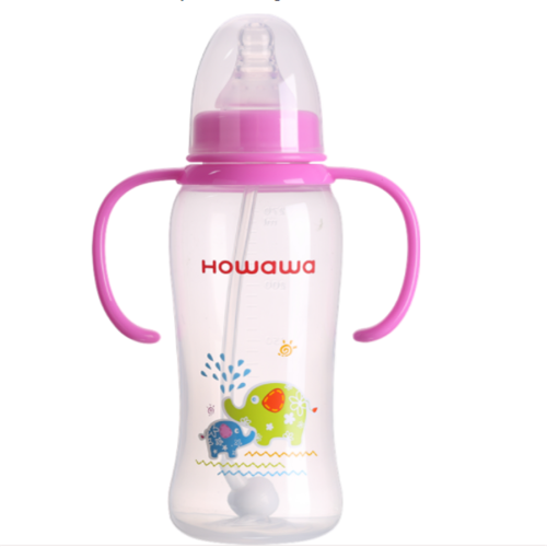 Mamadeira de leite de bebê 270ml com alça