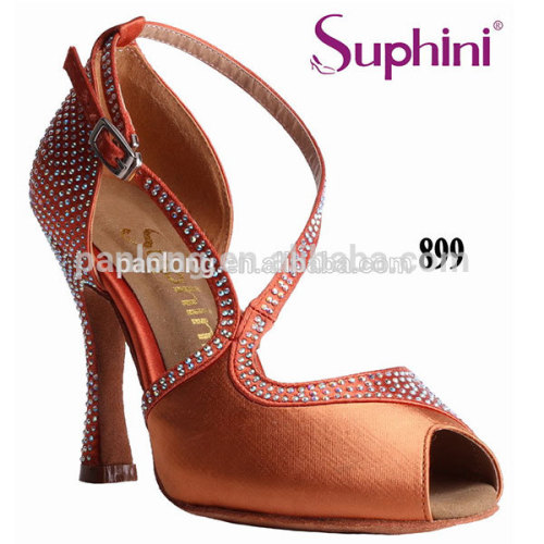 Latest Orange Rhinestone Design Suphini Latin Dance Shoes