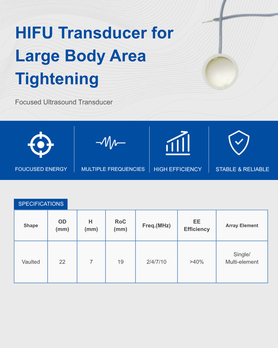 (7)Geniş Vücut Bölgesi Sıkılaştırması için HIFU Dönüştürücü (7)HIFU Transducer for Large Body Area Tighte