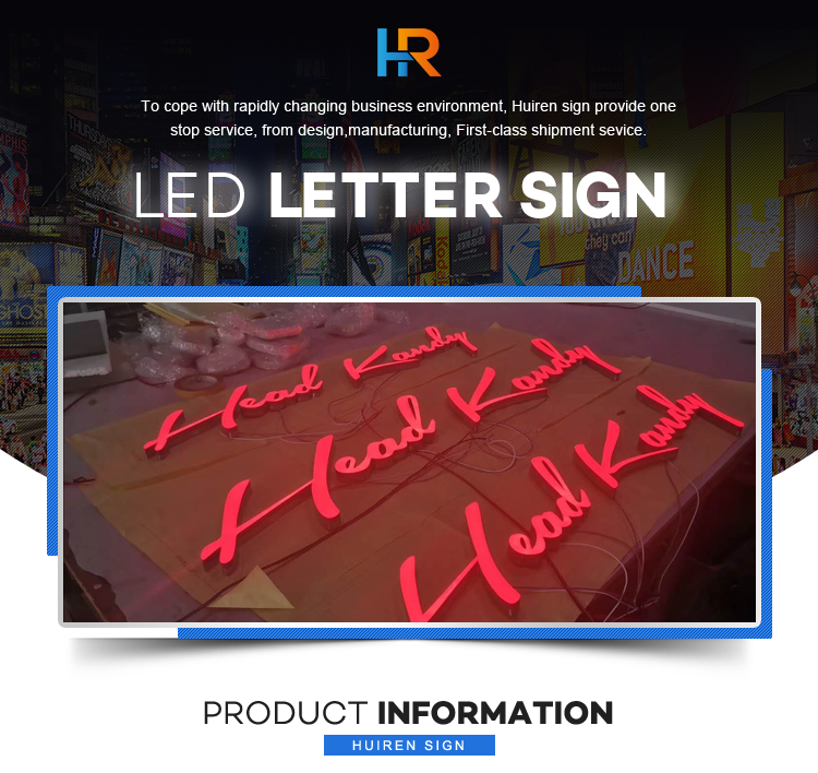 Red shop name board illumination signage designs customized led letter light