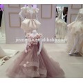2014 New Arrival Cute Lovely A Line Cap Sleeve Long Handmade Formal Roses Flower Kids Wear Girl's Pageant Dress JFD053