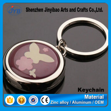 Custom round shape zinc alloy key holder with epoxy logo