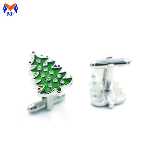 Logam diy christmas cufflink oem dengan kristal