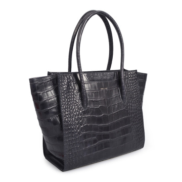 Krokodilleder Alligator Retro Style Handtasche Schwarz