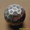 Bescon Solid Metal 100 Sided Dice, Game Dice D100,Giant Polyhedral Metal 100 Sides Dice 50MM in Diameter (1.97in),Ancient Silver