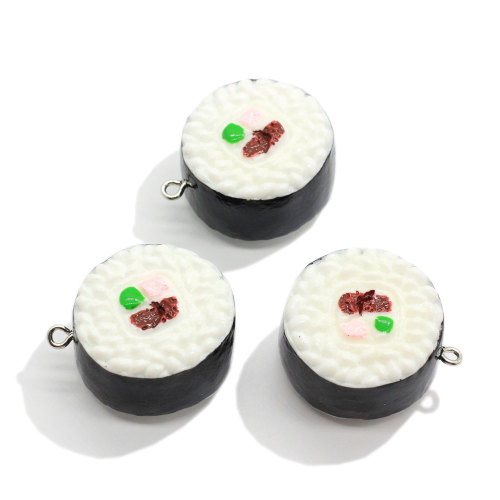 100Pcs Cute 3D Resin Sushi Simulation Miniature Japan Food Charm Kawaii Miniature Japanese Resin Sushi Pendants For DIY Decor