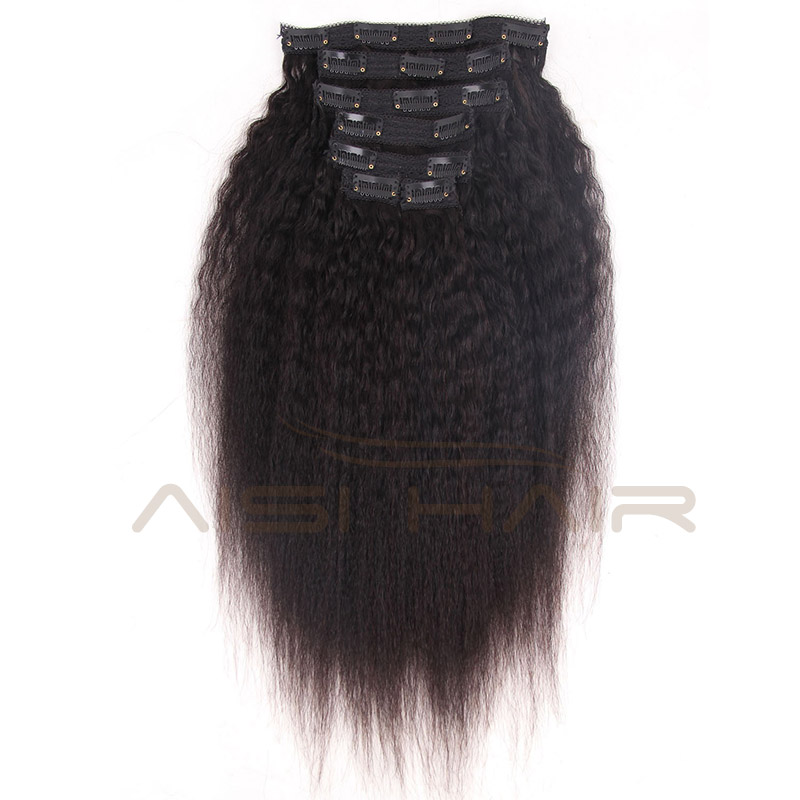 Wholesale Price Natural Black 100%  Human Hair Brazilian Clip In Hair Extensions