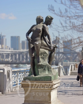 outdoor graden decoration bronze metal statue woman and man erotic sculpture