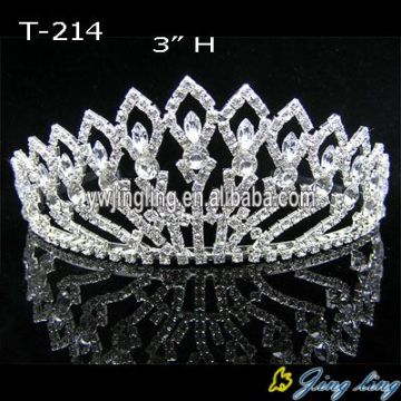 Corona de tiara de plata de 3 pulgadas