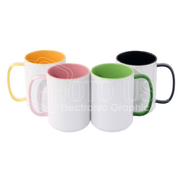 15 Oz. Sublimation Ceramic Mug with Colored Glass Handle