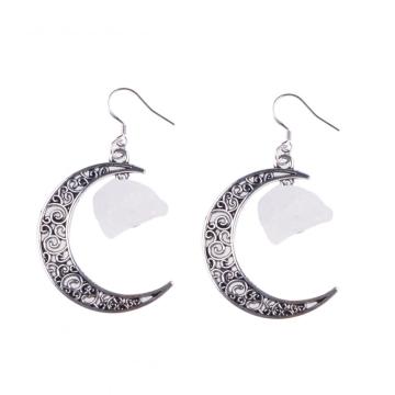 Trending Moon Silver Alloy Colorful Gem Drop Earrings Jewelry