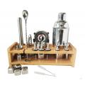 Factory Direct custom 13piece stainless steel bartender kit with bamboo stand