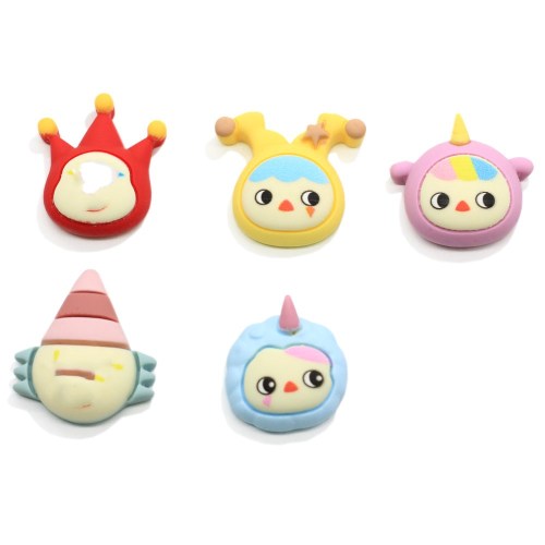 Kawaii Assorted of Cartoon Clown Resin Home Decor Flatback Miniature for Hair Tie Making