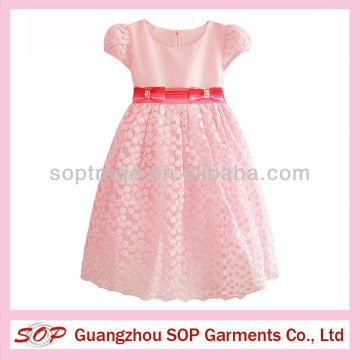 Pink fashion fairy dresses girls short sleeve princess girls party dress