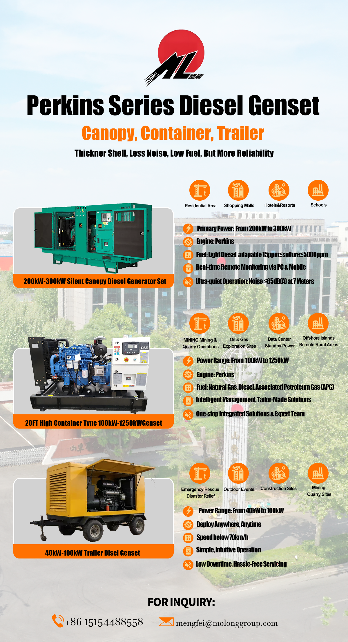 পারকিন্স সিরিজ ডিজেল জেনসেট Perkins Series Diesel Genset