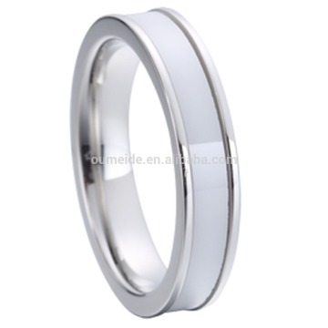 custome make white ceramic rings stainless steel inlay