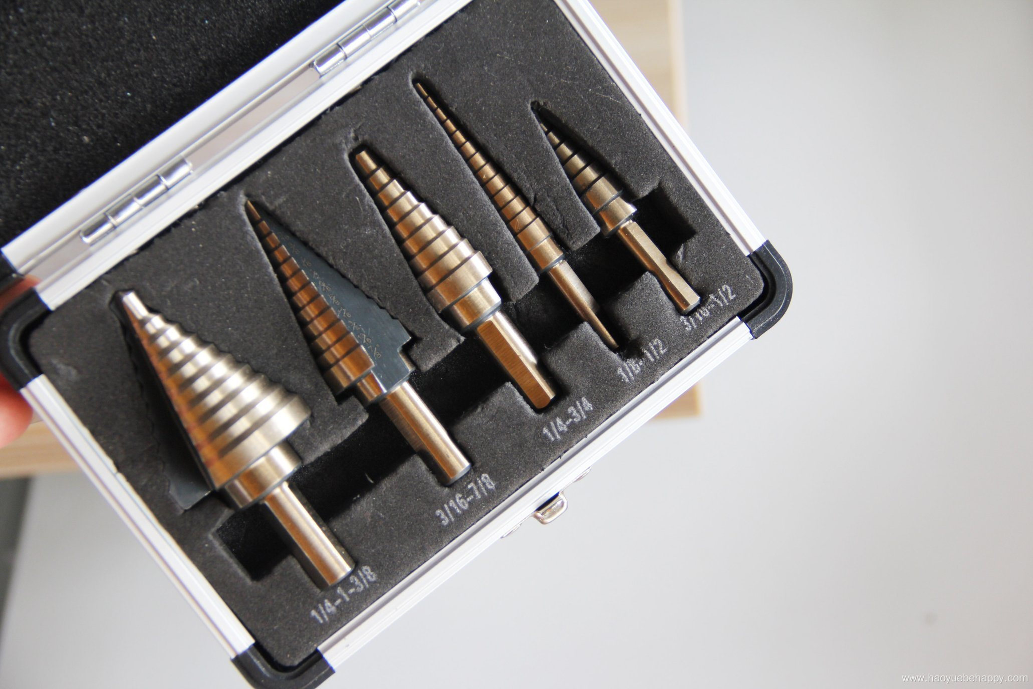 Step Drill Bit Set with Aluminum Case