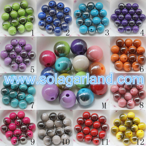 6-20MM Super Shiny Plastic Juicy Globe Perles Metallic Two Tone