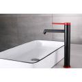 Stainless-steel black red single handle tall basin faucet