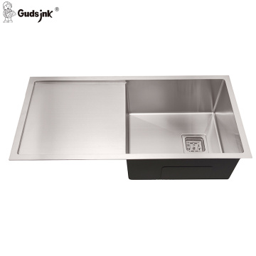 Single Bowl Undermount Stainless Steel Kitchen Sink With Drainboard