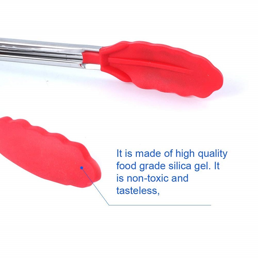 Kitchen Tongs - Stainless Steel Silicone Cooking Tongs