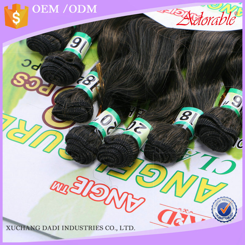 factory price angel curl 8pcs/lot classic heat resistant fiber one pack for one hair,ombre two tone best Synthetic Hair Weave