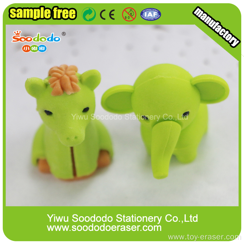 zoo series animal rubber novelty 3D erasers