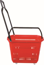 Shopping hand cart plastic basket wheel